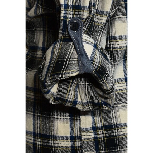 DKNY JEANS Men’s Flannel Button Down Casual Shirt 2XL Roll Up Long Sleeves Gray - Picture 4 of 12